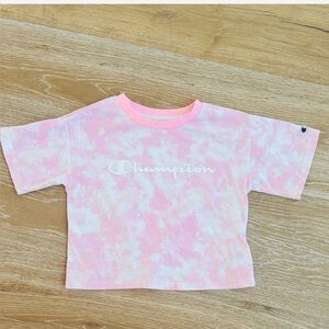 Champions Pink & White Cropped Tee Shirt Top